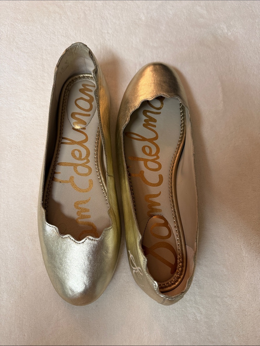 Sam Edelman Metallic Gold Scalloped Ballet Flats